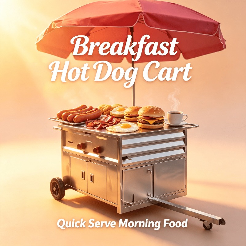 Hot Dog Vending Cart - 컴팩트 이동식 스낵 푸드 카트 바퀴